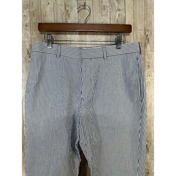Brooks Brothers Red Fleece Seersucker Pants Mens 32/30 Blue White Striped Preppy - Picture 3 of 7